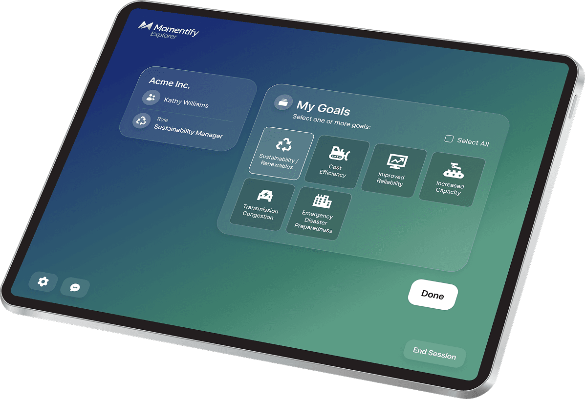 Momentify running on iPad at a trade show booth